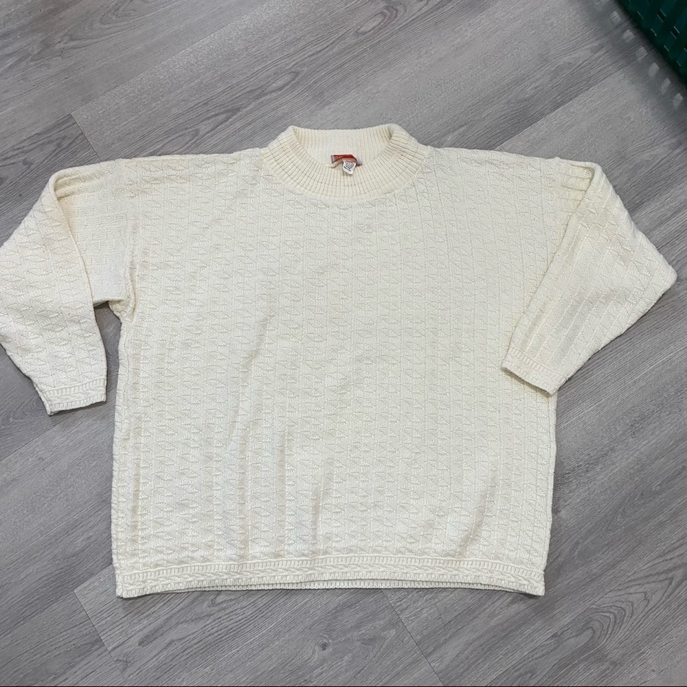 Vintage SPUNKY Mock Neck Cream Knit Sweater